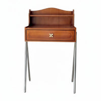 Vintage Design Vanity Table with Drawers Middle-Century Modern Wooden Console with Hutch Space-Saving Makeup Desk Compact Design for Small Apartment Dwellers, Women, Teen Girls, Dressing Room, Walk-in Closet