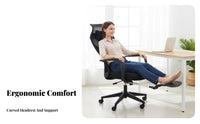 Height Adjustable Reclining Mesh Chair with Footrest 360-Degree rotating Ergonomic Recliner with Footrest Built-in Support Computer Seat for Long Sitters, Remote Workers, Students, resting, Relaxing, Study, Gaming Room