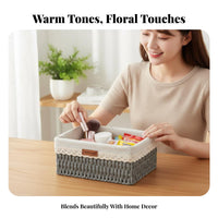 Woven Box with Lid Handwoven Woven Lidded Basket Decorative for Bedroom, Parents