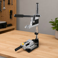 Benchtop Drill Stand with Vise Adjustable Bench Drill Stand Sturdy Tool Holder Heavy-Duty for Woodworkers, Workshop, Garage