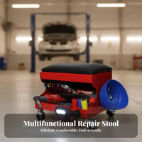 Rolling Shop Seat Swivel Casters Tool Tray Comfort for Auto Detailers