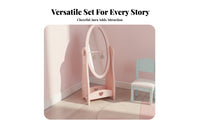 Pink Children's Mirror Single-Sided Oval Mirror Stand