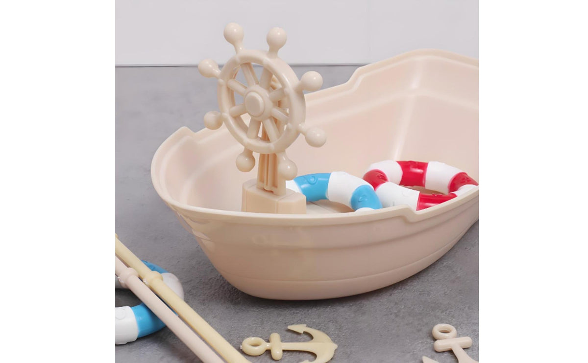 2 Pieces Aquarium Safe Pirate Boat Model Cute Toy Fishing Boat Multi-Scene Display for Terrarium