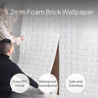 Pressure-Sensitive Foam Brick Wallpaper, Waterproof Decor