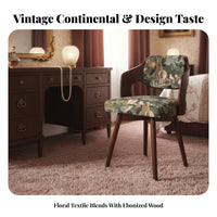 Vintage Wooden Makeup Chair Solid Wood Frame Swivel Dressing Chair Floral Pattern Household Furniture for Bedroom