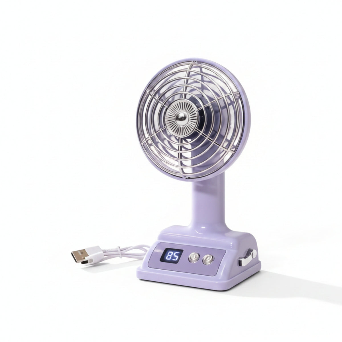 Digital Display Mini Desk Fan Metal Safety Grille Desktop Table Fan