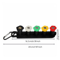 Portable Holder 5 Color Coded Spray Nozzles Universal Fit 1/4 Inch Quick Connect Nozzle Kit Long-Lasting Construction for Car Washing