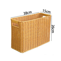 Lidded Wicker Basket Woven Texture Narrow Storage Bin Easy to Clean for Corner