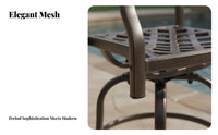 Cast Aluminum Swivel Bar Stool Rust-Resistant Swivel Bar Stool Weather-Resistant Cast Aluminum Patio Chair for Adults, Entertainers, Poolside, Balcony
