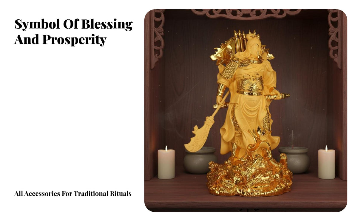 Feng Shui Guan Gong Statue Good Luck Symbol Guan Yu Statue Essence Ual Gift Chinese Warrior God Sculpture Decorative Ornament for Business Owners, Cultural Art Collectors, Homeowners, Home Altar, Living Room, Away Ice, Entryway