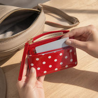 Polka Dot Mini Wallet with Multiple Card Slots and Coin Pouch