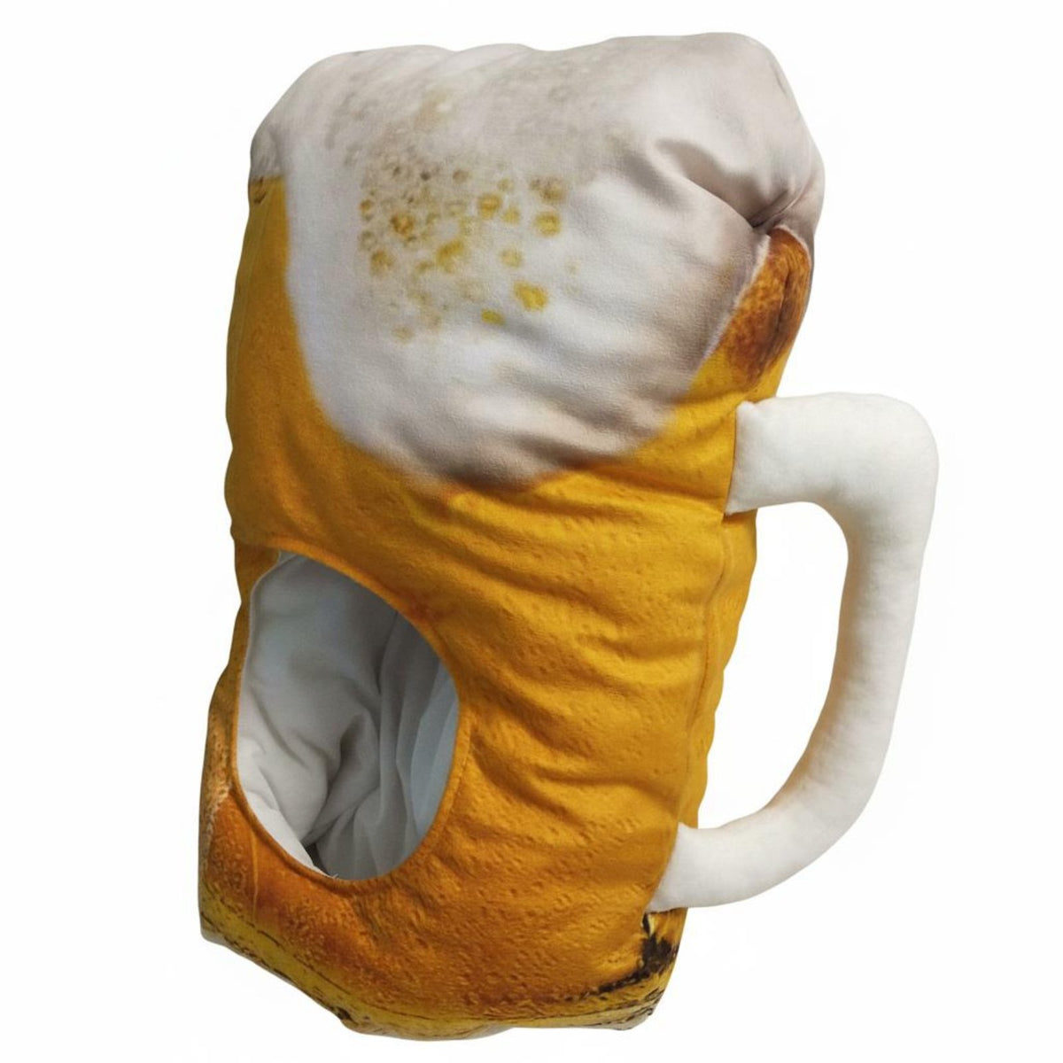Soft Beer Head Headpiece Photo Prop Soft Beer Stein Headgear Realistic Print Novelty Headwear for Parties, Ale Festivity, Halloween