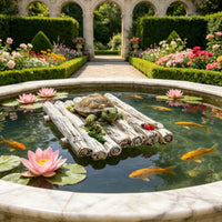 Buoyant Raft with Turtle Resin Buoyant Turtle Ornament Decorative Pond Decoration for Water Features