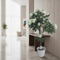 Potted Faux Flowering Tree Decorative Artificial Flowering Tree in planterStanding Plant for Shop Window, Hotel, Entryway
