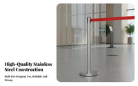 Stainless Steel Queue Pole Heavy-Duty Base Retractable Belt Stanchion Easy Installation Crowd Control Post with Belt for Venue Managers, Banks, Hotels