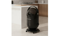 Lidded Capsule Trash Bin Glossy Garbage Bin with Lid Modern Wastebasket Portable for Living Room, Bedroom, Kitchen