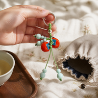 Jingdezhen Ceramic Gourd Keychain Ethnic Style Woven Bag Charm