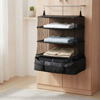 Hanging Organizer with Zippered Compartment 3-Shelf Hanging Closet Organizer Space-Saving Mesh for Students, Wardrobe, Dorm Room