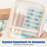 Portable Medicine Organizer Bag, Waterproof Fabric, Travel Storage Case, Minimalist Design