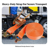 Ratchet Fastening Strap Strong Bearing Capacity Ratchet Strap with Hooks High Break Strength Truck Bed Fastening Strap for Movers, Trailers