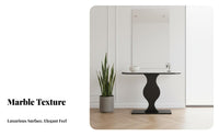 Light Luxury Design Wavy Pedestal Hall Table Half-Moon Tabletop Household Furniture Modern Design Stable Structure for Homeowners, Interior Decorators, Renters, Entryway, Hallway, Living Room, Bedroom