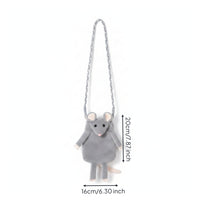 Fuzzy Crossbody Bag Lightweight Mouse Purse Fuzzy Purse Skin-Friendly Stuffed Animal Bag with Strap Compact for Girls