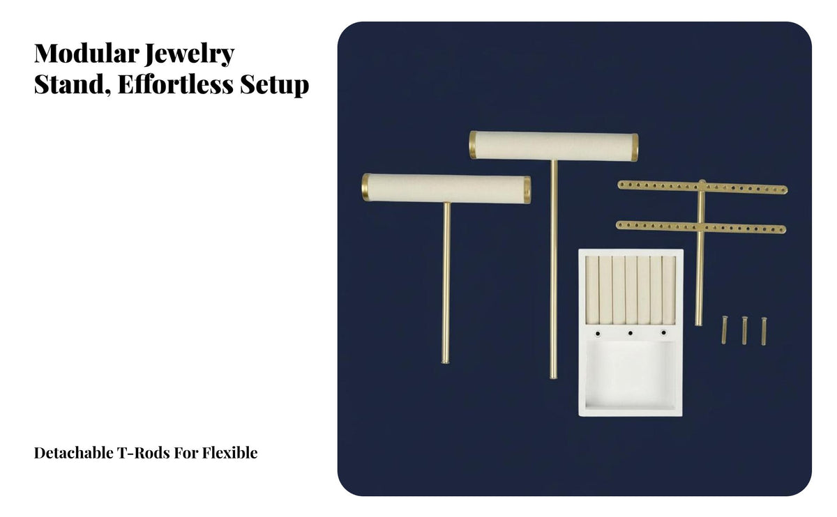 Crossbar Jewelry Stand Detachable Design 3 Tier T Bar Jewelry Stand Necklace and Earring Holder Space Saving for Women