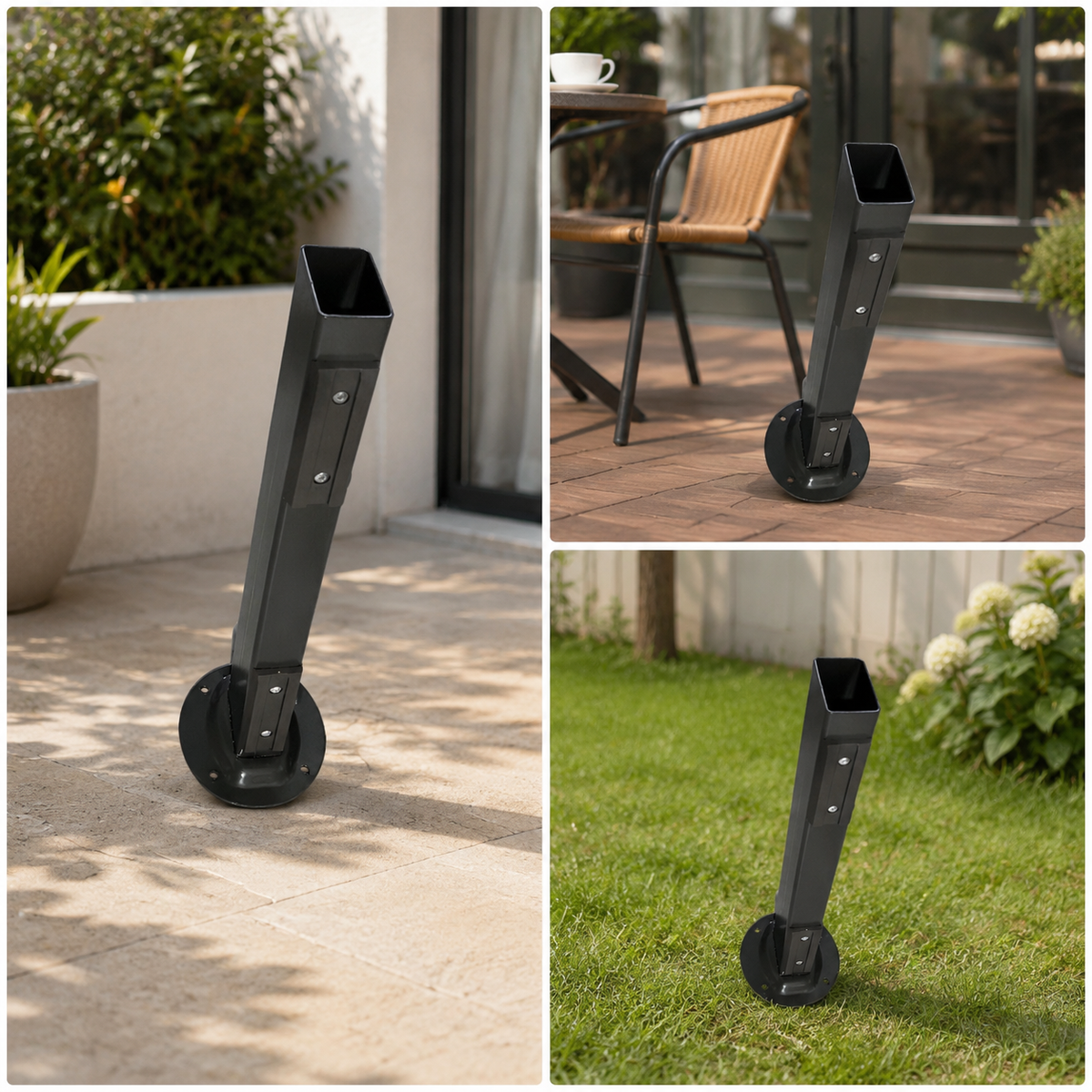 Metal Roman Umbrella Foot Tube, Gray Patio Umbrella Base, Heavy Duty Outdoor Umbrella Stand, Fits Roman Umbrella