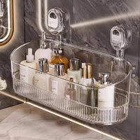 Waterproof Suction Cup Shower Holder Strong Load-Bearing Wall Mounted Bathroom Shelf Large Capacity for Renters, Dorm Room, RV, Kitchen