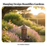 Decorative Hollow-out Bird Feeder Weather-Resistant Hanging Avian Feeder Easy to Fill Garden Decor for Gardeners, Yard, Patio, Balcony