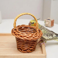 Parrot Toy Miniature Basket for Chewing, Parrot Enrichment Toy, Parakeet Entertainment, Bird Cage Accessories