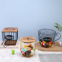Nordic Iron Coffee Capsule Storage Basket with Lid, Large Capacity