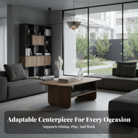 Rectangular Table with Shelf Centuryperiod Design Living Room Furniture Space-Saving Size Dual-Level Design for Homeowners