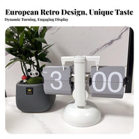 European Design Retro Flip Clock Decorative Accent Automatic Flip Clock Minimalist for Vintage Enthusiasts, Students, Desktop, Bedroom