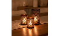 3 Pieces Candle Holder with Cutout Pattern Geometric Decor Black for Living Room