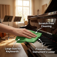 Microfiber Cleaning Cloth for Guitar Piano string instrument Saxophone Flute, Polishing for Musicians, Green 30x30cm