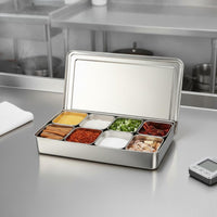 Stainless Steel Condiment Box Easy to Clean Multi-Compartment Seasoning Box Seasoning Tray with Inserts Wide Mouth Kitchen