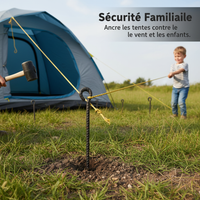 Heavy-Duty Steel Tent Stakes for Outdoor Camping and Canopies, Threaded Ground Pegs