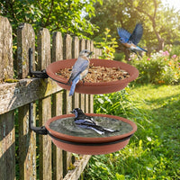 Hanging Bird Feeder with built-in Perch, Outdoor Tray for Garden Decor, Red Garden Bird Feeder for outdoor Bird Feeding and Outdoor Decor