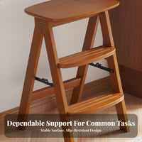 Foldable 3-Step Folding Stool Multipurpose 3-Step Stepladder Multi-Purpose Household Furniture Space-Saving Design for Homeowners, Seniors, Kitchen, Living Room, Closet, Office