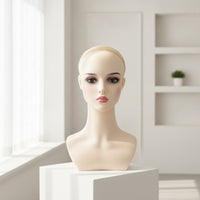 Mannequin Head with Shoulders Realistic Hair Head with Shoulders for Hairstylists, Home Styling