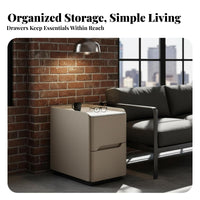 Space-Saving Design Narrow Storage Stand Long-Lasting Construction Slim 2-Drawer Storage Cabinet Easy to Clean Nightstand Versatile Use for Apartment Dwellers, Homeowners, Students, Small Areas, Dorm Room, Entryway, Hallway