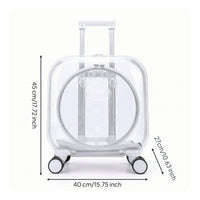 Transparent Rolling Pet Carrier Hard Shell Pet Carrier with Wheels Ventilated Telescopic for Travelers, Travel, Vet Visits, Park Walks