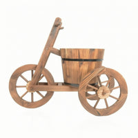 Wooden Tricycle Planter Vintage-Style Tricycle Planter with Bucket Retro Foliage Carrier for Decorators