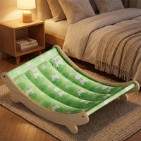 Cat Hammock Bed with Wood Frame, Waterproof Mat for Pet Cooling, Indoor Outdoor Self Cooling for Dogs and Cats During the Hot Summer Season