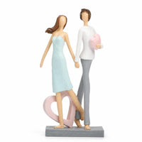Couple Figurine Carved Statue with Heart Textured Heart Sculpture for Shelf, Bedroom