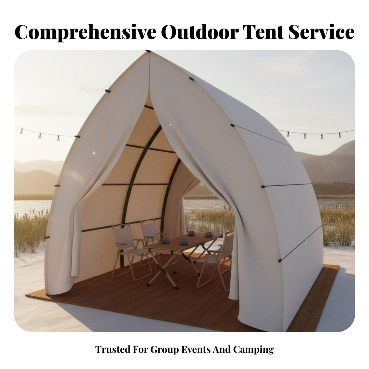Sailboat Tent Waterproof Slanted-Roof Comfort Camping Cabin Spacious Interior Outdoor Event Shelter for Families, Campsite Owners, Events