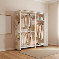 Modular Clothes Rack with Pegboard Heavy Duty Metal Garment Rack with Shelves Sturdy and Sturdy Freestanding Wardrobe System Organizer for Homeowners