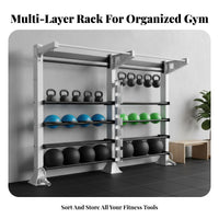 Kettlebell and Dumbbell Rack Space-Saving Dumbbell and Kettlebell Rack Heavy-Duty Construction Fitness Equipment Storage Stand for Personal Trainers