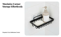 Drillno-Drill Installation Corner Basket No Drilling Corner Holder Waterproof Shower Shelf Space-Saving for Homeowners, Students, Families, Restroom, Dorm Room, Kitchen
